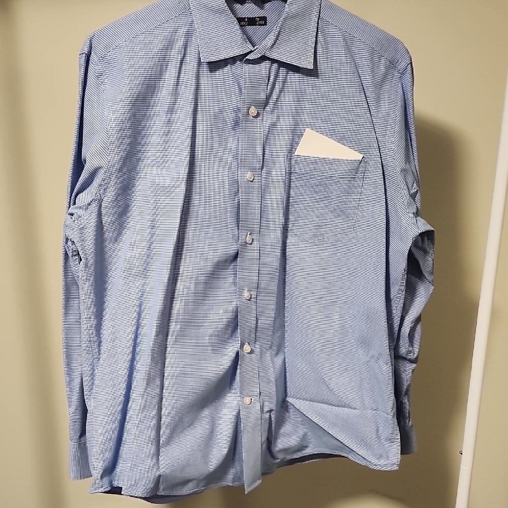 Light Blue Dress Shirt Men Size L Formal Business Office Classic